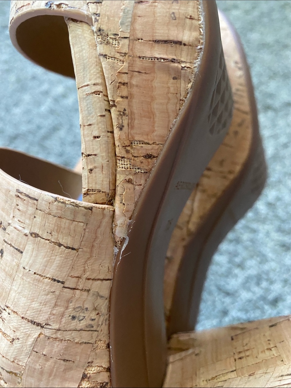 AEROSOLES Cork-Textured Tan Heeled Sandals - Picture 7 of 8